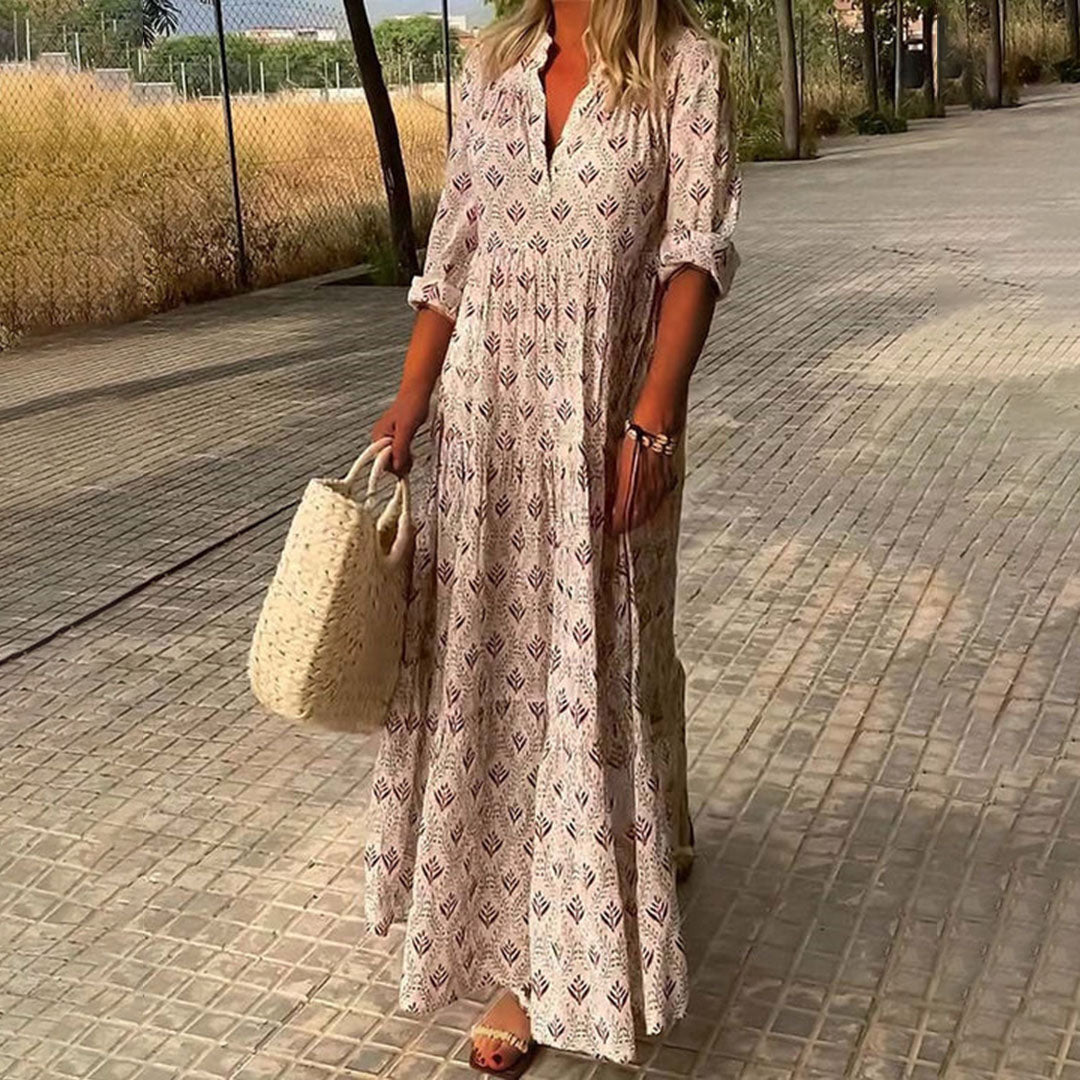 Sanne | Women's Elegant Boho Print Maxi Dress