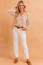 Lennox | Women's V-Neck Long Sleeve Floral Blouse