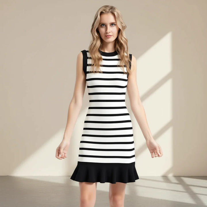 Jolene | Women's Sleeveless Ruffle-Hem Knit Dress