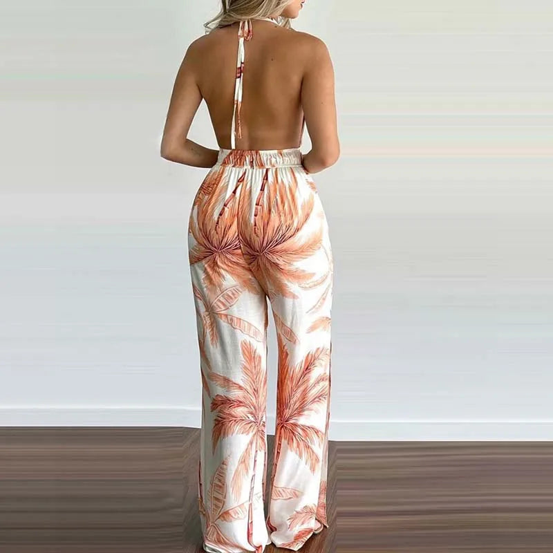 Remi | Women's Casual Backless Wide Leg Jumpsuit