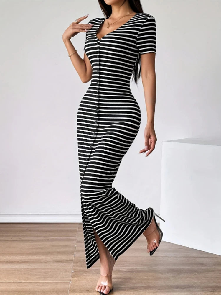 Sienna | Women’s Striped Short Sleeve Commuter Dress