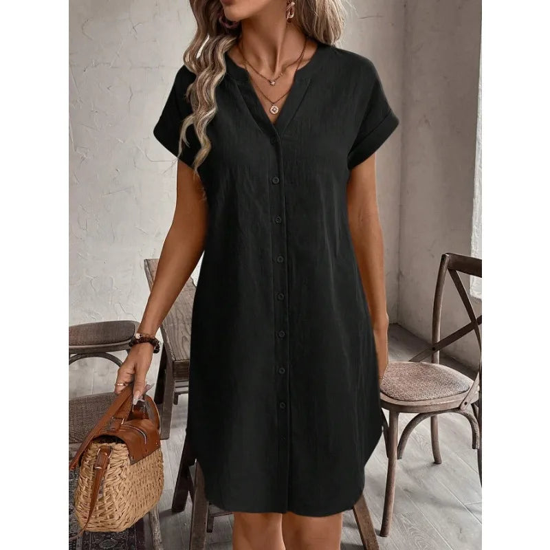 Sienna | Women's Button Front Short Sleeve Mini Dress