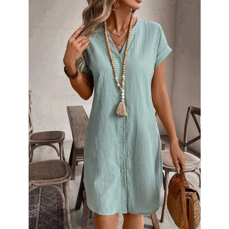 Sienna | Women's Button Front Short Sleeve Mini Dress