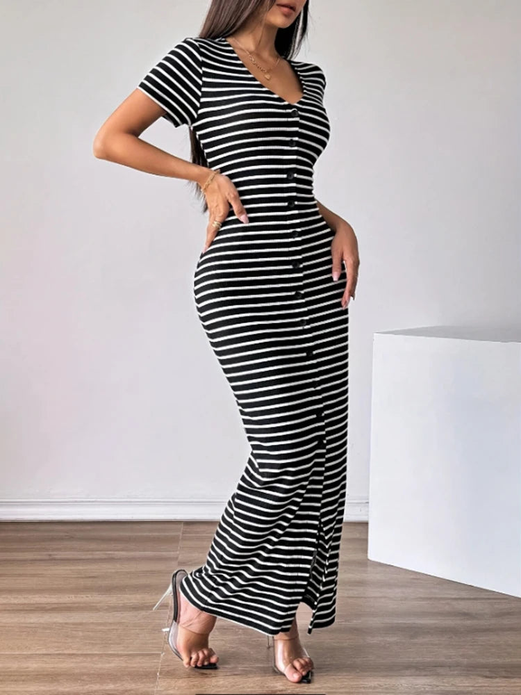 Sienna | Women’s Striped Short Sleeve Commuter Dress