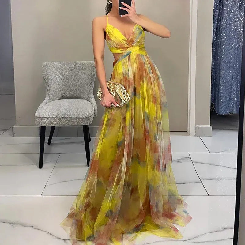 Zaria | Women’s Glamorous Maxi Wedding Guest Dress V-Neck