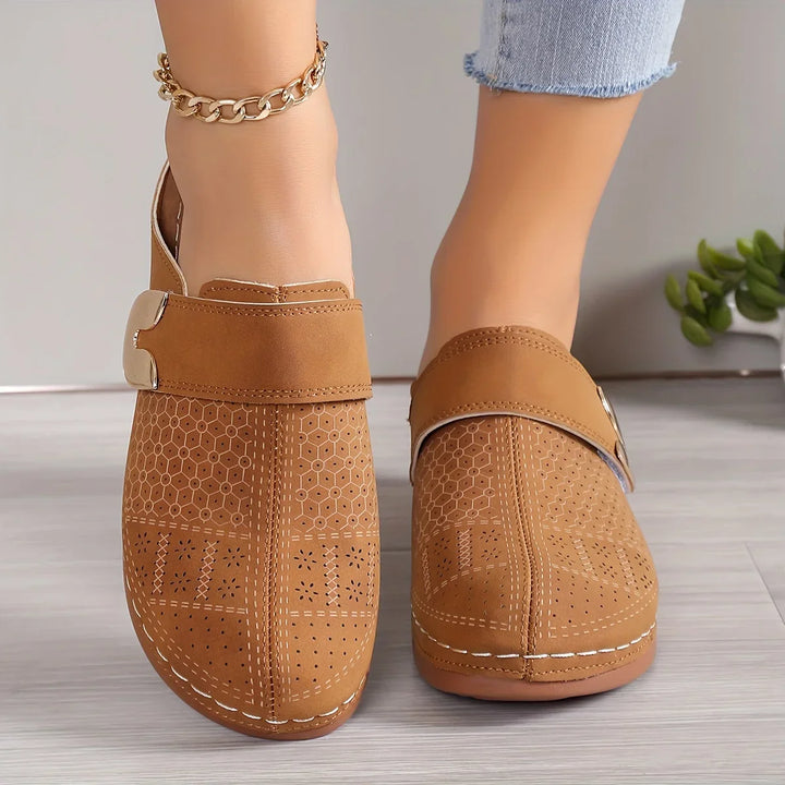 Elowyn | Women's Buckle Strap Slip-On Clogs Casual