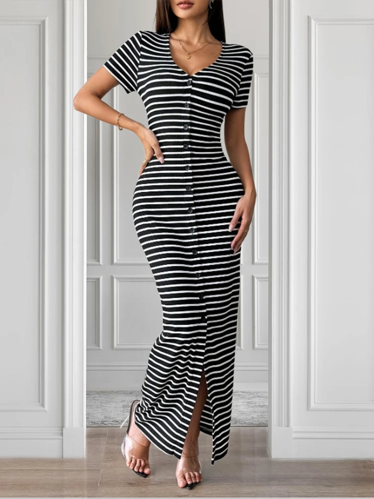 Sienna | Women’s Striped Short Sleeve Commuter Dress