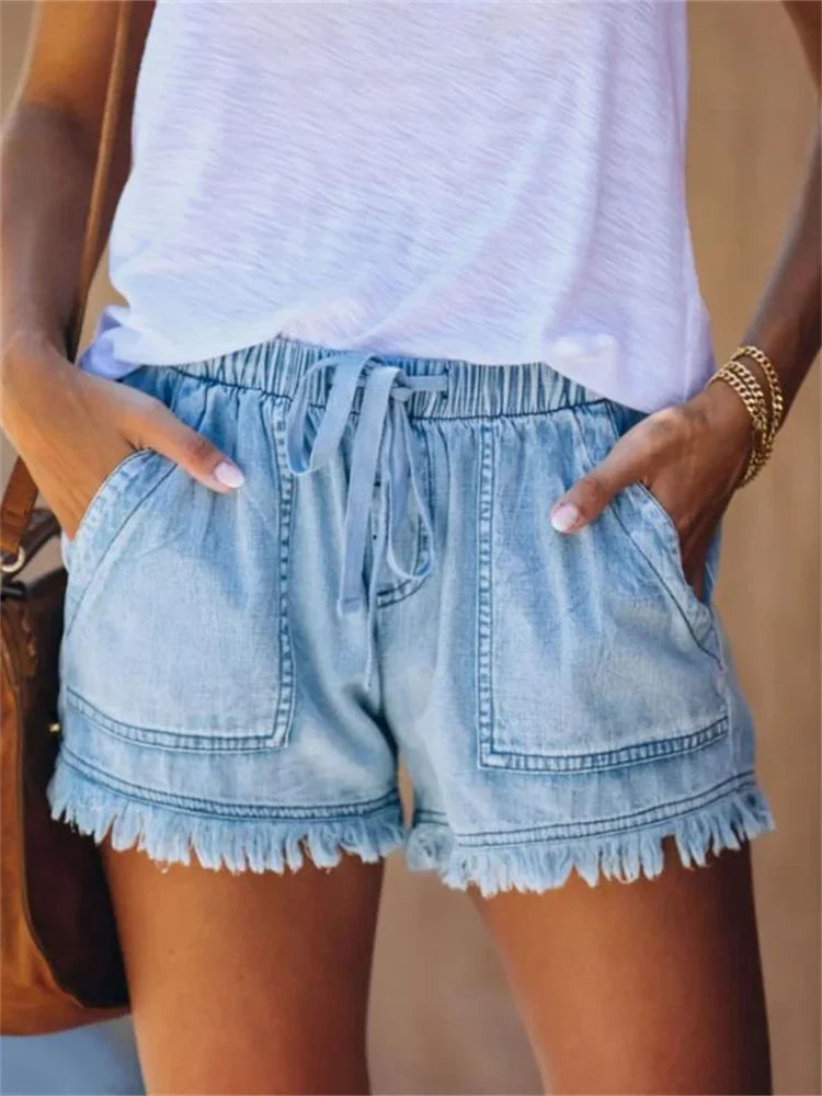 Afton | Women's Frayed Hem Denim Shorts