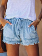Afton | Women's Frayed Hem Denim Shorts