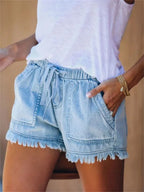 Afton | Women's Frayed Hem Denim Shorts