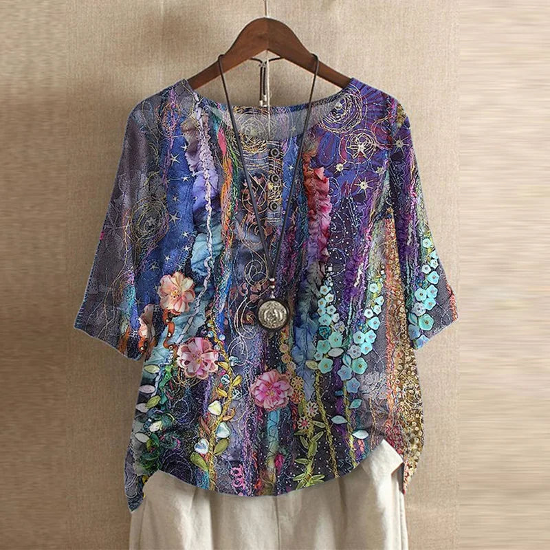 Mette | Women's Vintage Floral Print Blouse