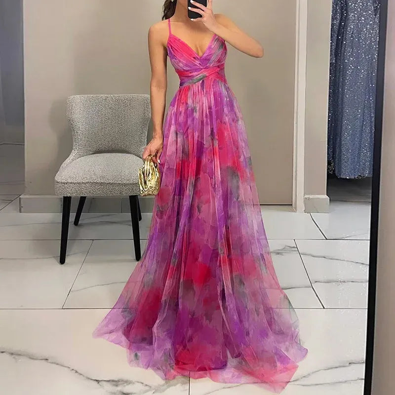 Zaria | Women’s Glamorous Maxi Wedding Guest Dress V-Neck