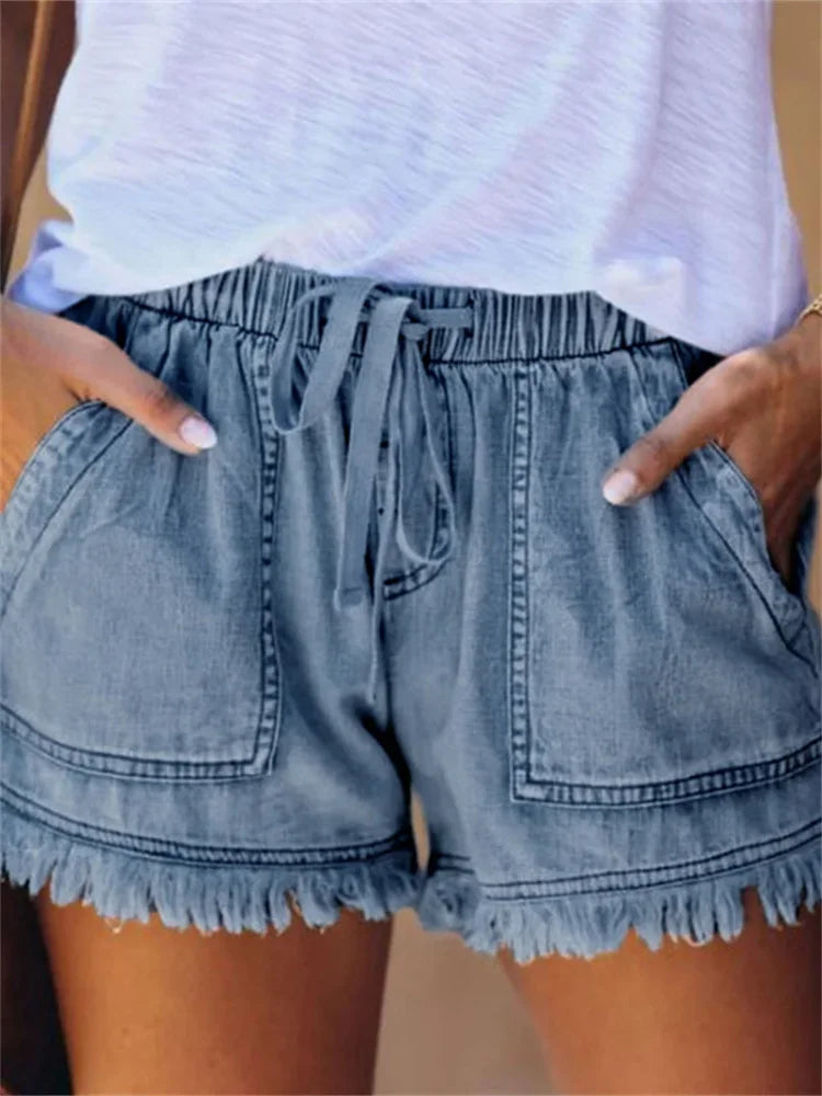 Afton | Women's Frayed Hem Denim Shorts