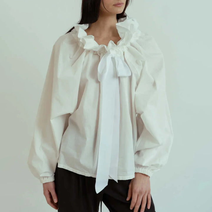 Marlowe | Women's Puffed Sleeve Cotton Blouse Layering Essential