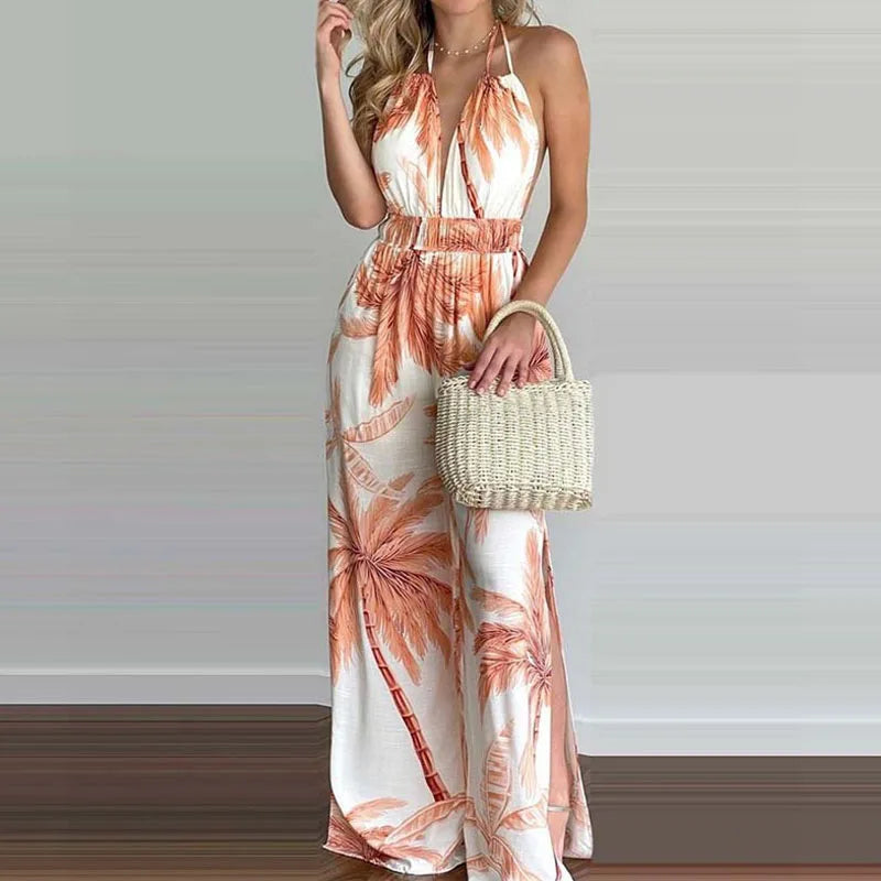 Remi | Women's Casual Backless Wide Leg Jumpsuit
