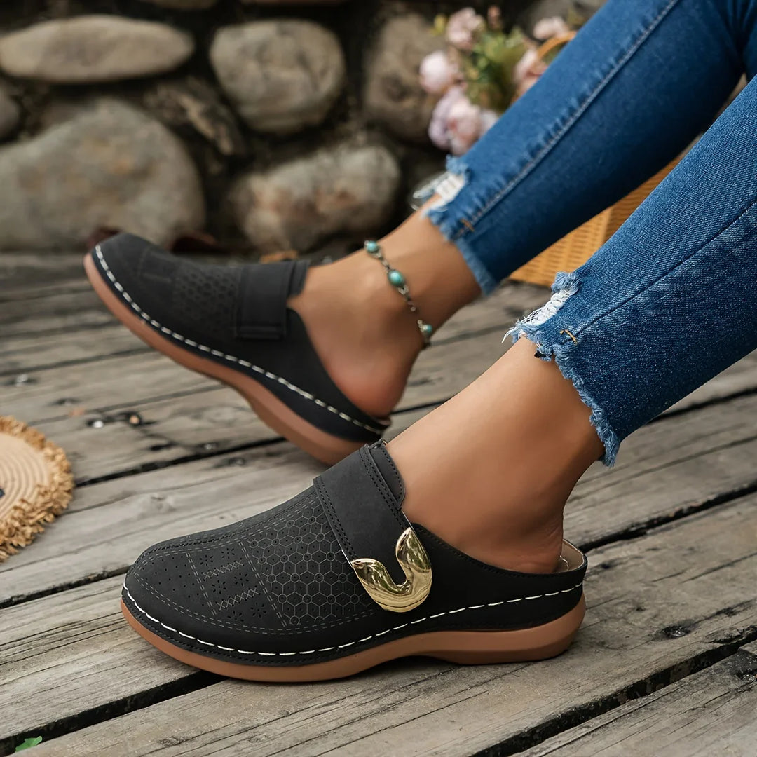 Elowyn | Women's Buckle Strap Slip-On Clogs Casual