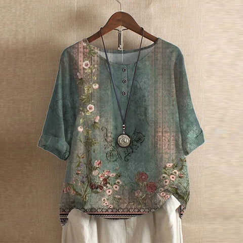 Mette | Women's Vintage Floral Print Blouse