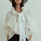 Marlowe | Women's Puffed Sleeve Cotton Blouse Layering Essential