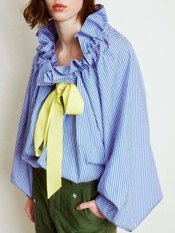 Elara | Women’s Ruffle Collar Bow Tie Blouse