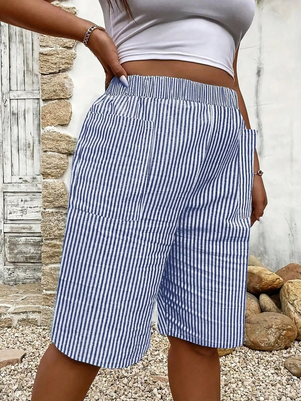 Mette | Women's Casual Striped Elastic Waist Trousers