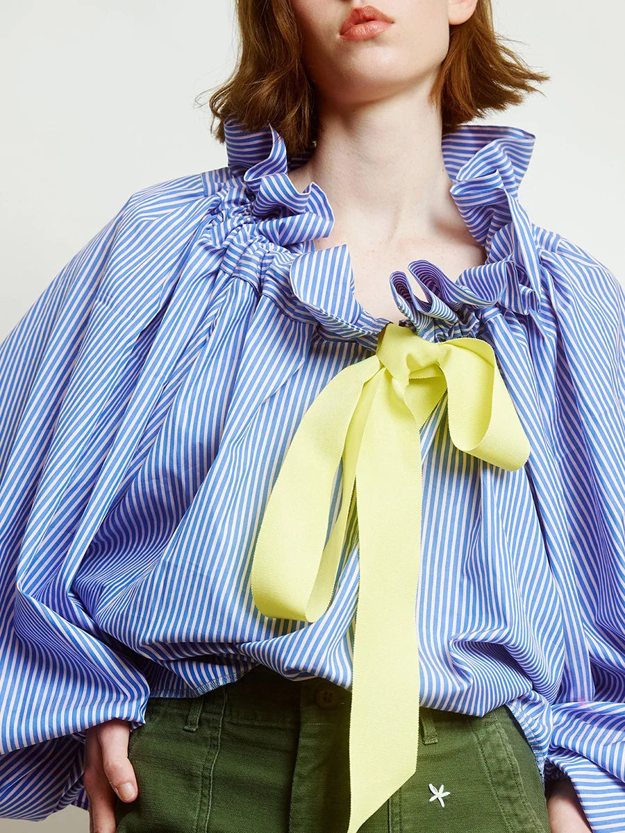 Elara | Women’s Ruffle Collar Bow Tie Blouse