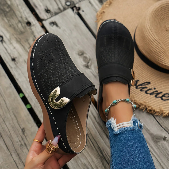 Elowyn | Women's Buckle Strap Slip-On Clogs Casual