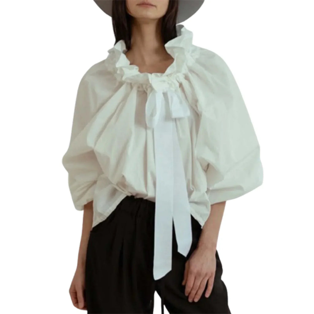 Marlowe | Women's Puffed Sleeve Cotton Blouse Layering Essential