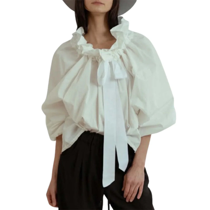 Marlowe | Women's Puffed Sleeve Cotton Blouse Layering Essential