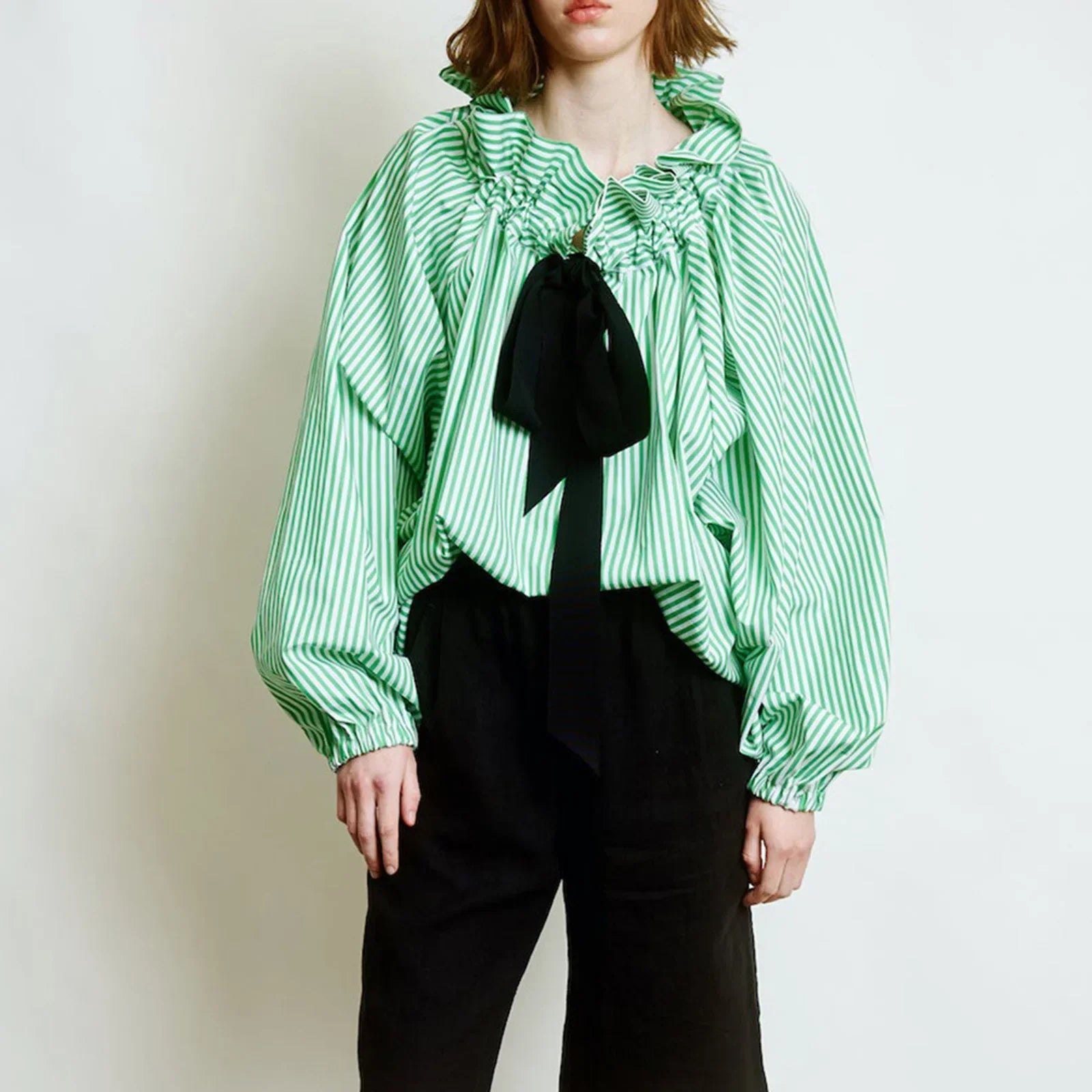 Elara | Women’s Ruffle Collar Bow Tie Blouse