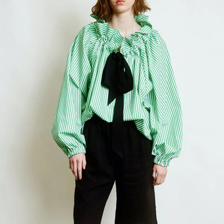 Elara | Women’s Ruffle Collar Bow Tie Blouse