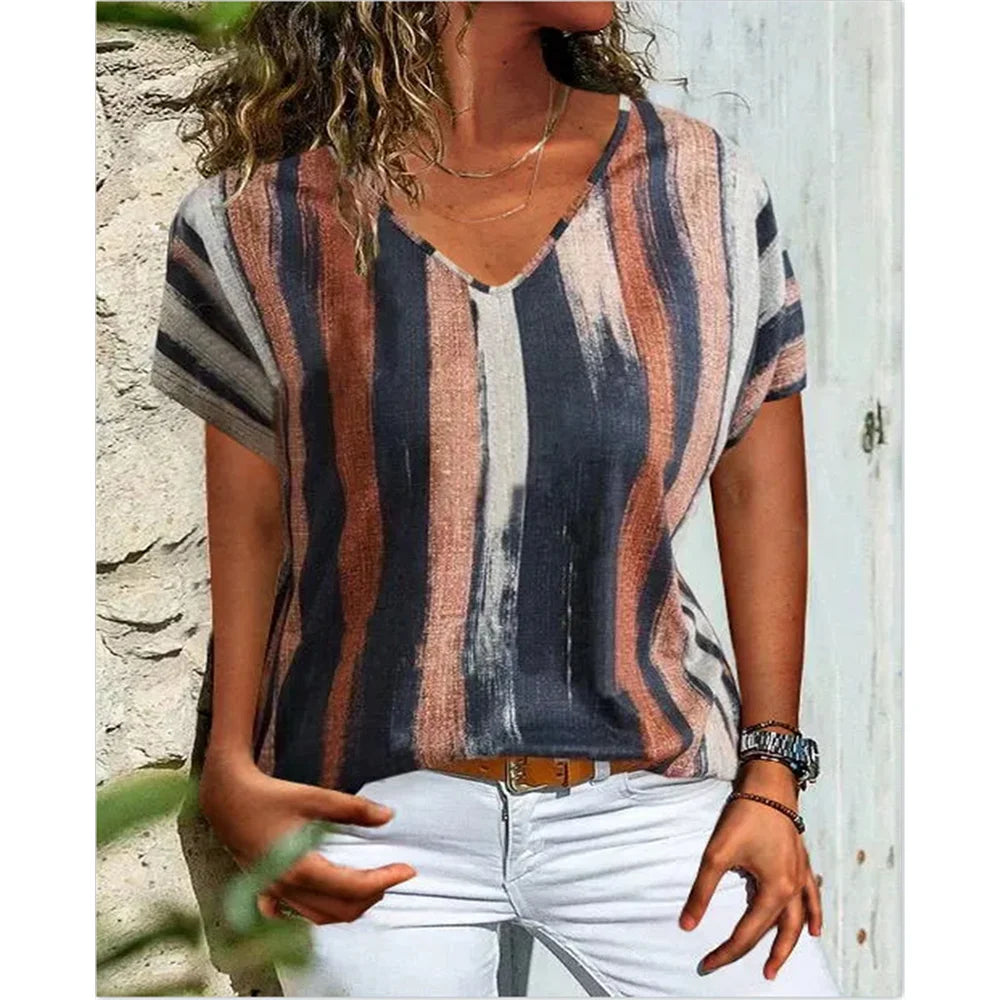 Marlowe | Women's Casual Striped Graphic T-Shirt