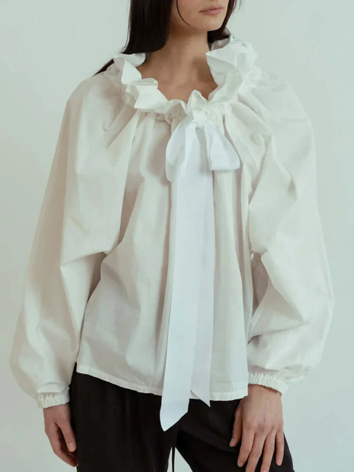 Elara | Women’s Ruffle Collar Bow Tie Blouse
