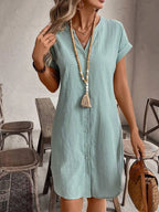 Sienna | Women's Button Front Short Sleeve Mini Dress