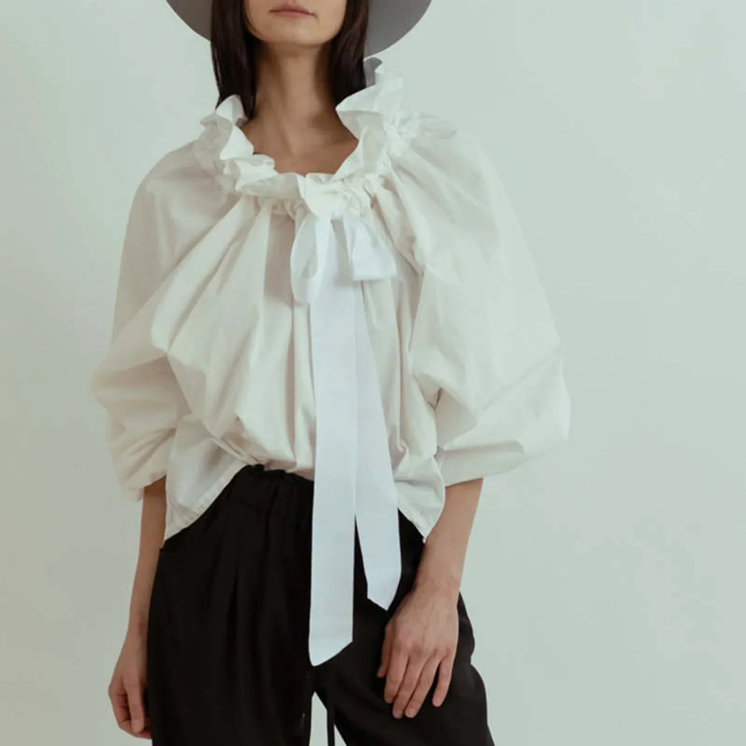 Marlowe | Women's Puffed Sleeve Cotton Blouse Layering Essential