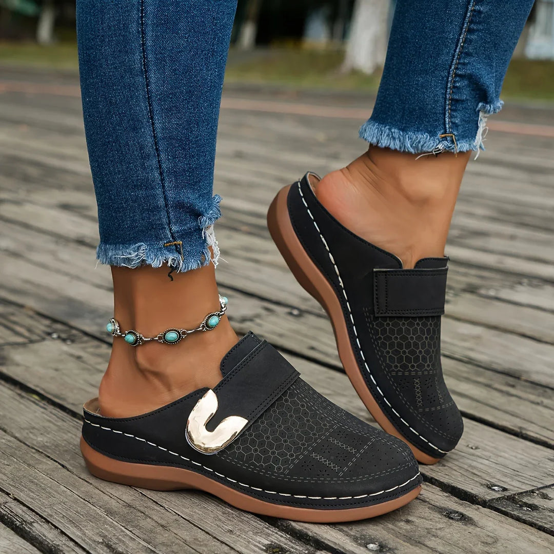 Elowyn | Women's Buckle Strap Slip-On Clogs Casual