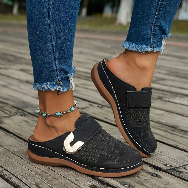 Elowyn | Women's Buckle Strap Slip-On Clogs Casual