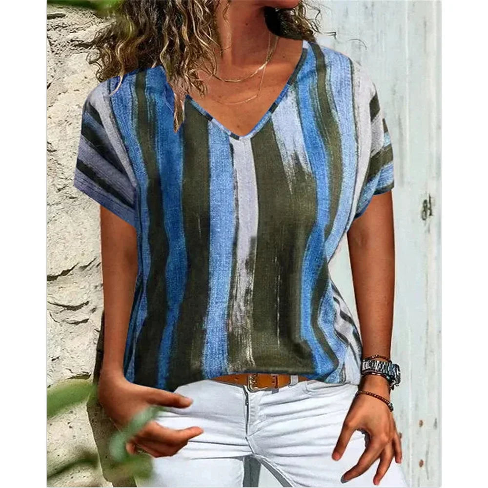 Marlowe | Women's Casual Striped Graphic T-Shirt
