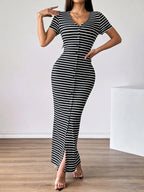 Sienna | Women’s Striped Short Sleeve Commuter Dress