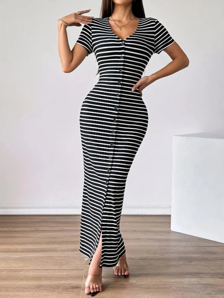Sienna | Women’s Striped Short Sleeve Commuter Dress