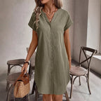 Sienna | Women's Button Front Short Sleeve Mini Dress