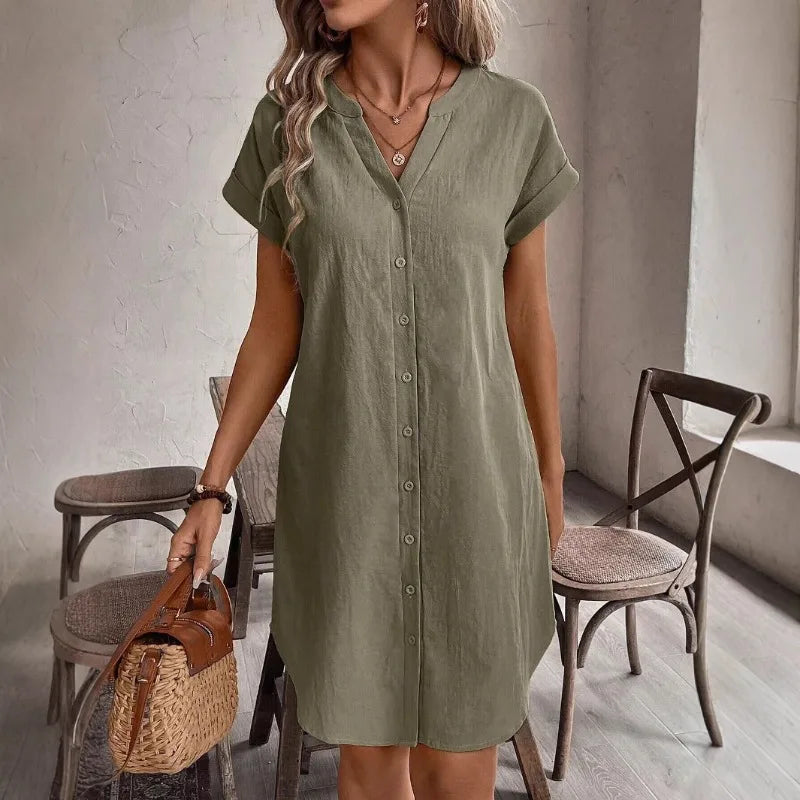Sienna | Women's Button Front Short Sleeve Mini Dress