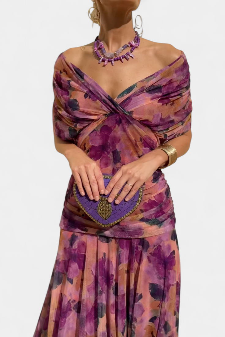 Jolene | Women's Floral Off-Shoulder Midi Dress