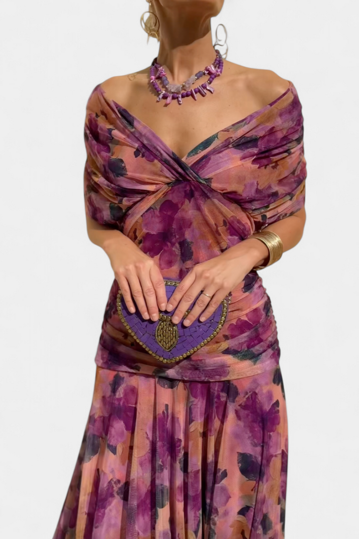 Jolene | Women's Floral Off-Shoulder Midi Dress