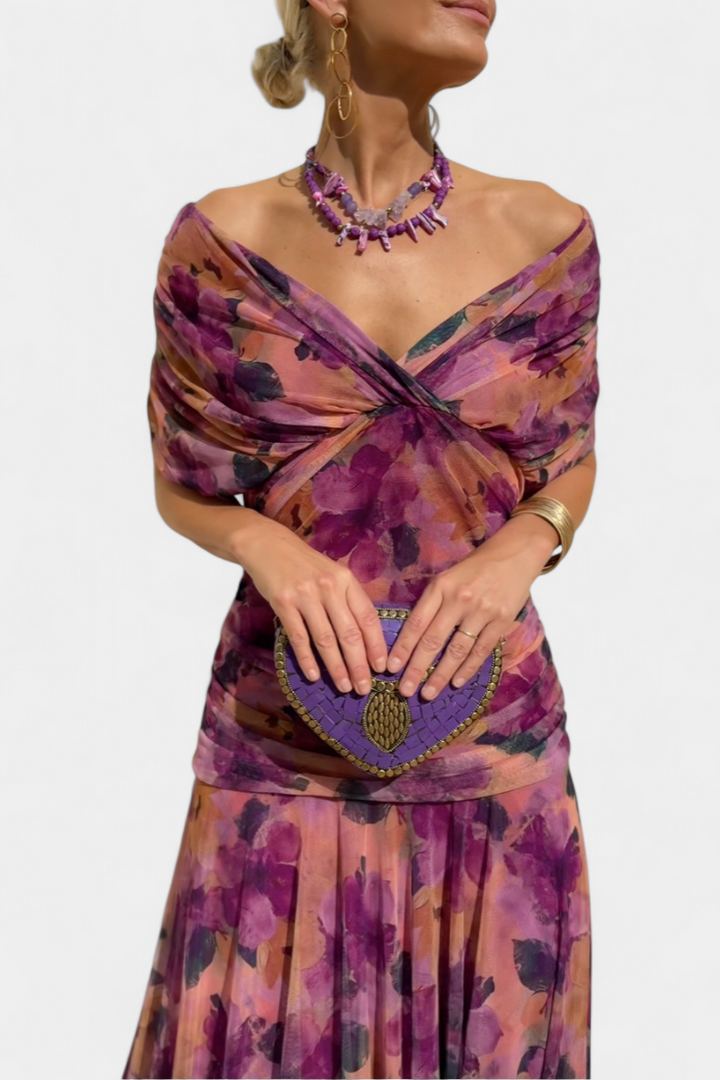 Jolene | Women's Floral Off-Shoulder Midi Dress