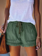 Afton | Women's Frayed Hem Denim Shorts