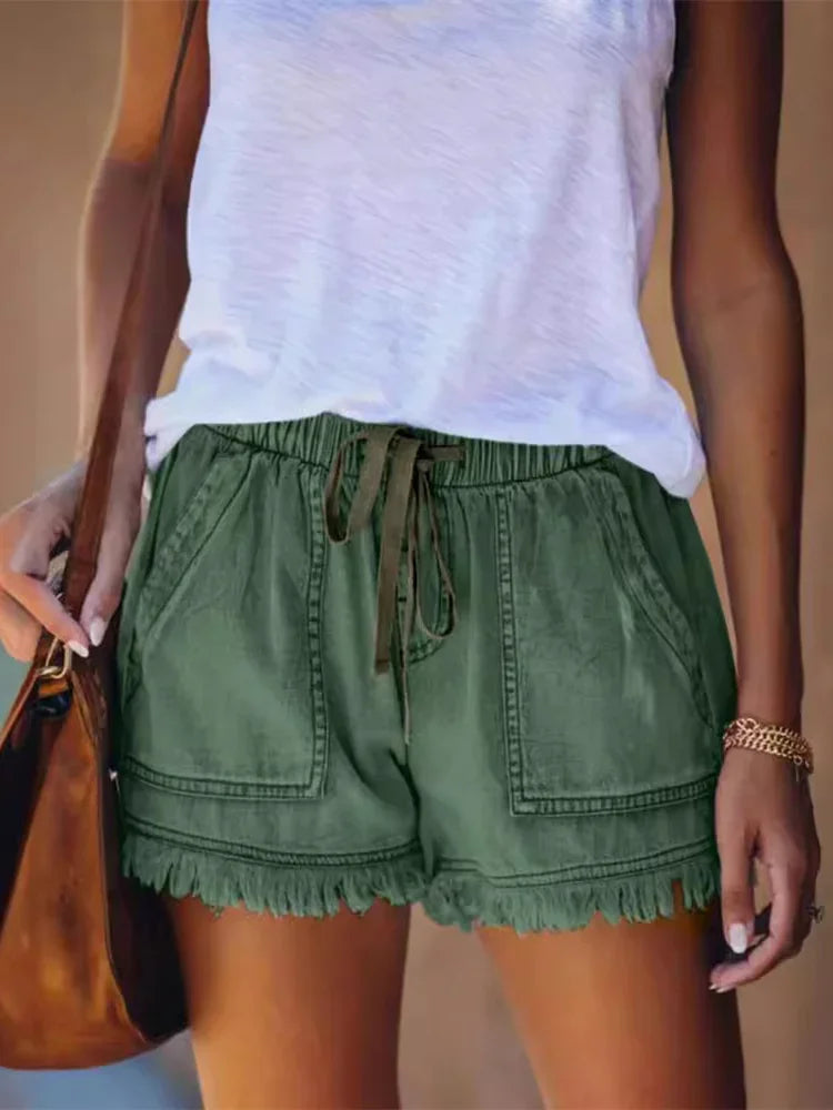 Afton | Women's Frayed Hem Denim Shorts