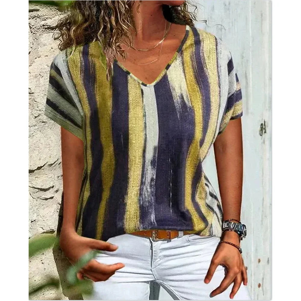 Marlowe | Women's Casual Striped Graphic T-Shirt