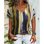 Marlowe | Women's Casual Striped Graphic T-Shirt