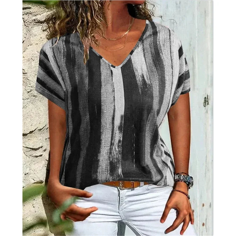 Marlowe | Women's Casual Striped Graphic T-Shirt