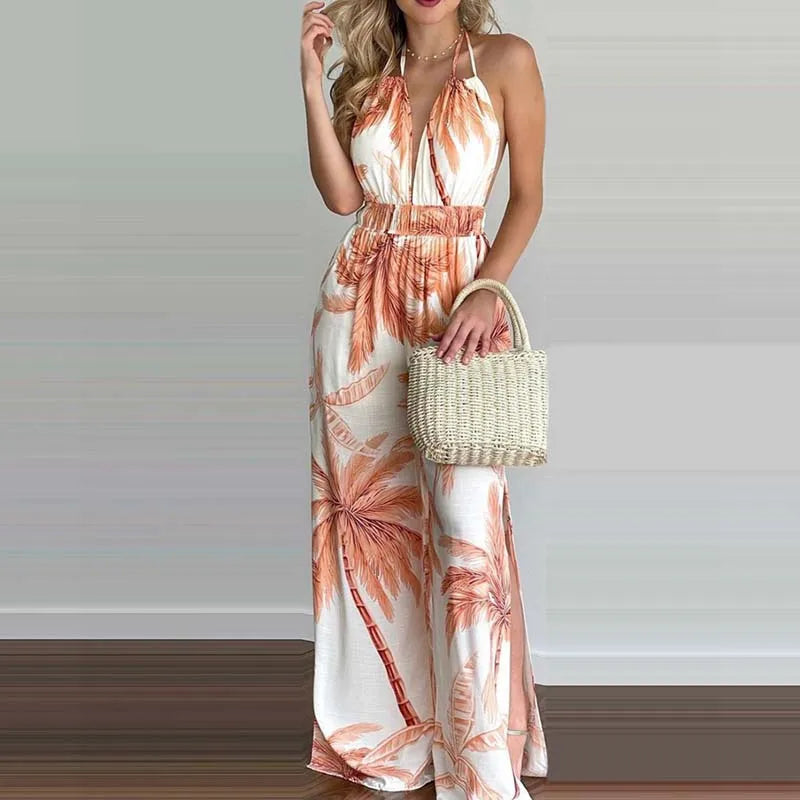 Remi | Women's Casual Backless Wide Leg Jumpsuit